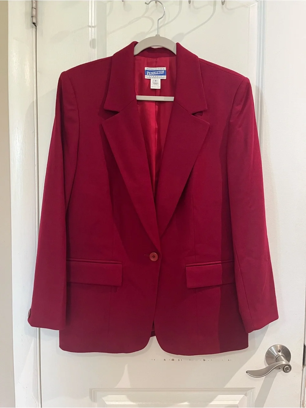 Pendleton Vintage Wool Blazer Single Button Sz 8 Red Office Corporate Academia